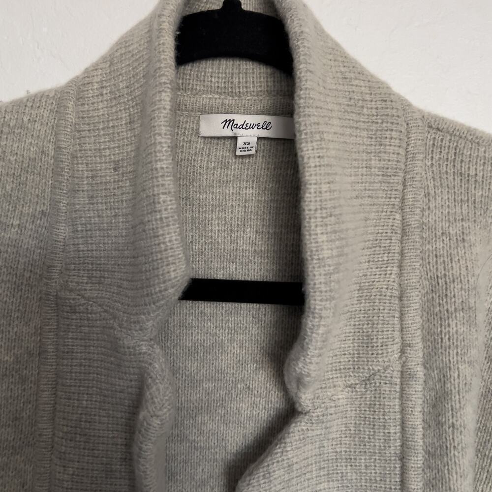 MADEWELL Spencer Knit Cardigan Wool Sweater Coatigan XS Light Gray - Picture 2 of 5